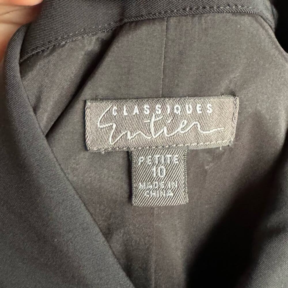 VTG Classiques Entier Black‎ Stretch 90s Long Jacket Blazer Women's Petite 10 - Picture 8 of 10